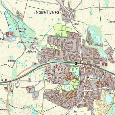 Kortforsyningen Hvalsø (1:25,000 scale) digital map