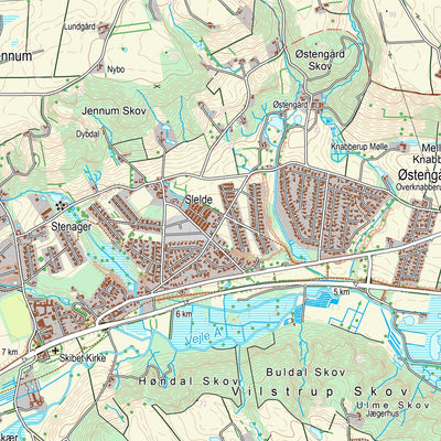 Kortforsyningen Jelling (1:25,000 scale) digital map