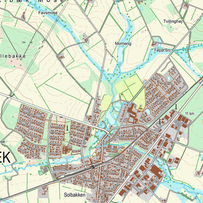 Kortforsyningen Kibæk (1:25,000 scale) digital map