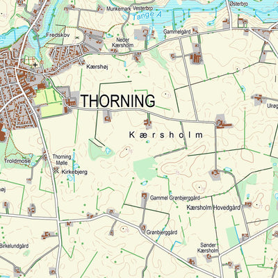 Kortforsyningen Kjellerup (1:25,000 scale) digital map