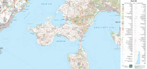 Kortforsyningen Knebel (1:50,000 scale) digital map