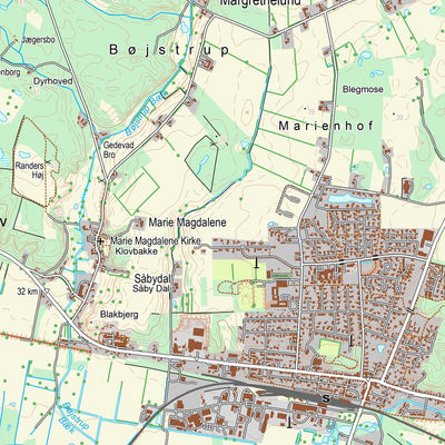 Kortforsyningen Kolind (1:25,000 scale) digital map