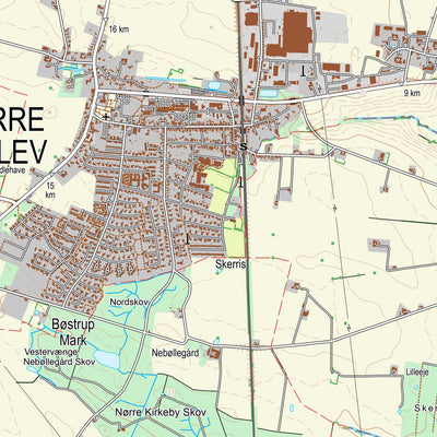 Kortforsyningen Nørre Alslev (1:25,000 scale) digital map