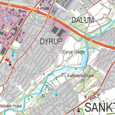 Kortforsyningen Odense SØ (1:50,000 scale) digital map