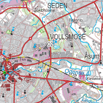 Kortforsyningen Otterup (1:100,000 scale) digital map