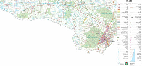 Kortforsyningen Padborg (1:50,000 scale) digital map