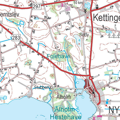 Kortforsyningen Rødby (1:100,000 scale) digital map