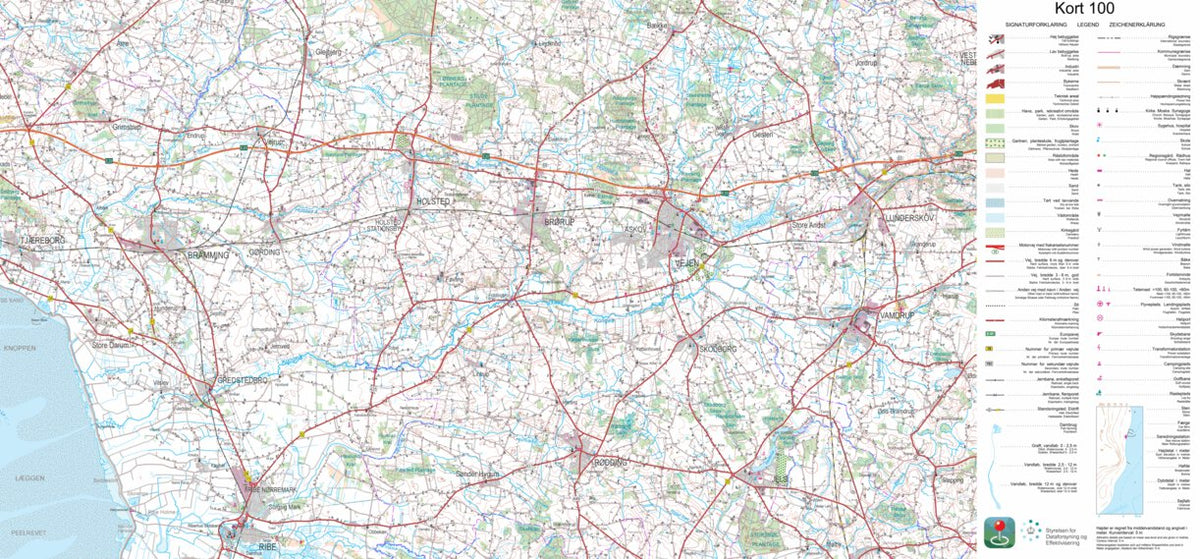 Rødding (1:100,000 scale) Map by Kortforsyningen | Avenza Maps