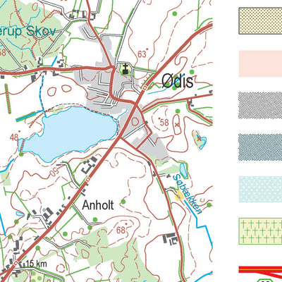 Kortforsyningen Rødding (1:50,000 scale) digital map