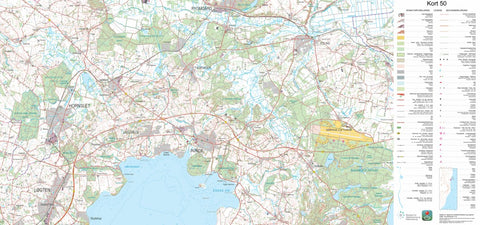 Kortforsyningen Rønde (1:50,000 scale) digital map