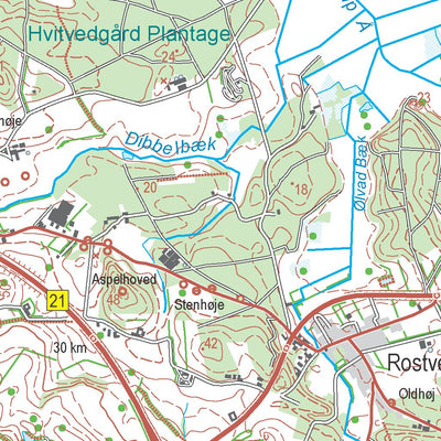 Kortforsyningen Rønde (1:50,000 scale) digital map