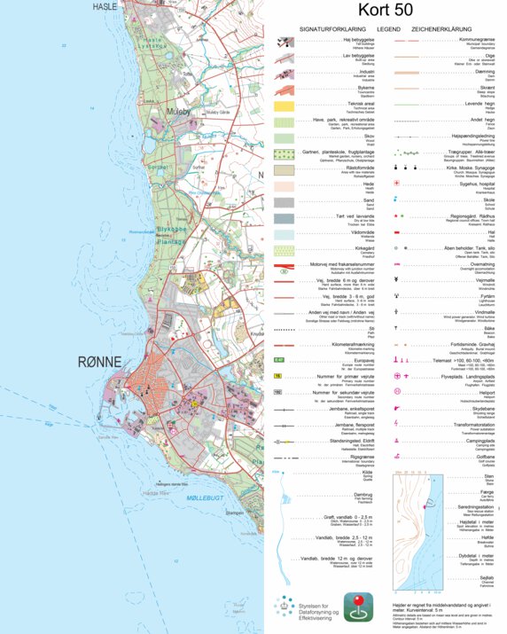 Rønne (1:50,000 scale) Map by Kortforsyningen | Avenza Maps