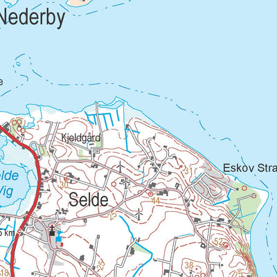 Kortforsyningen Roslev (1:100,000 scale) digital map