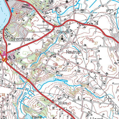 Kortforsyningen Roslev (1:100,000 scale) digital map