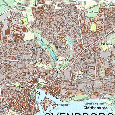 Kortforsyningen Svendborg (1:25,000 scale) digital map