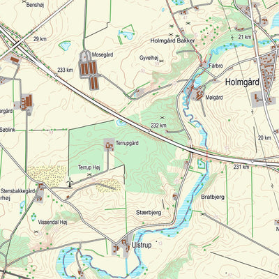 Kortforsyningen Tjele (1:25,000 scale) digital map