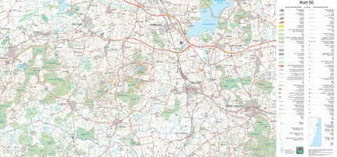 Kortforsyningen Tølløse (1:50,000 scale) digital map