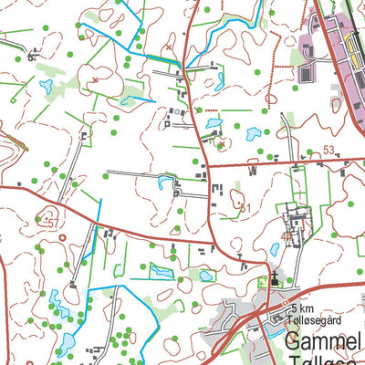 Kortforsyningen Tølløse (1:50,000 scale) digital map