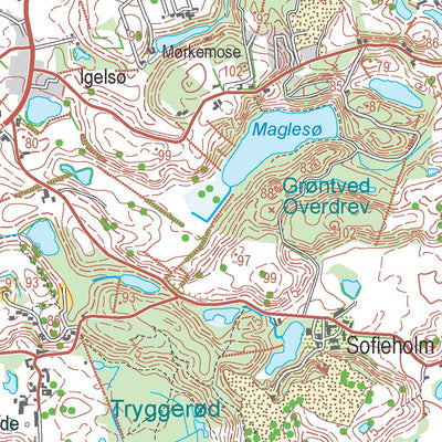 Kortforsyningen Tølløse (1:50,000 scale) digital map