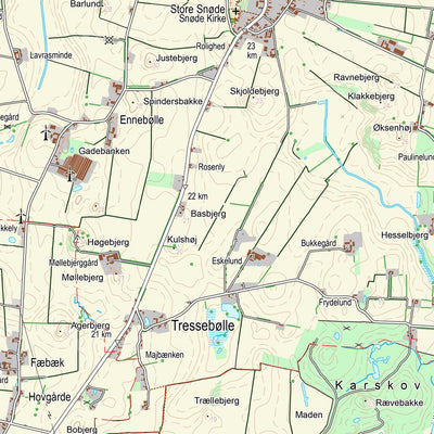 Kortforsyningen Tranekær (1:25,000 scale) digital map