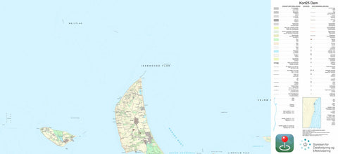 Kortforsyningen Tunø (1:25,000 scale) digital map