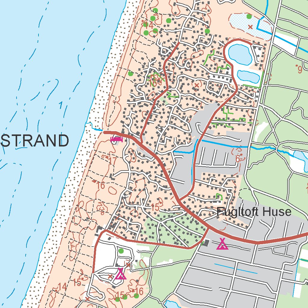Vejers Strand (1:50,000 scale) Map by Kortforsyningen