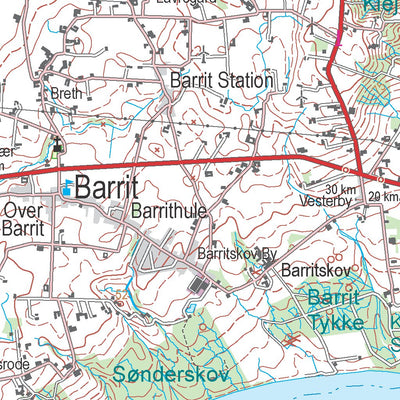 Kortforsyningen Vejle (1:100,000 scale) digital map