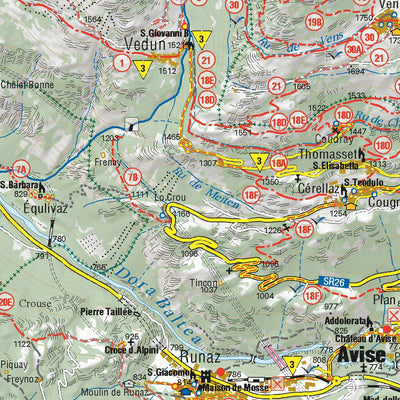 L'ESCURSIONISTA s.a.s. Conca di Aosta, Mont Emilius, Mont Fallère 1:25.000 digital map