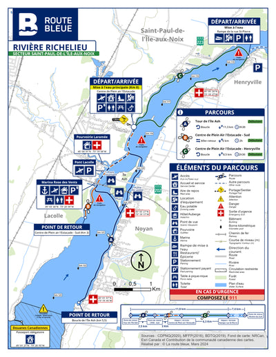 La route bleue : Rivière Richelieu - Henryville - Centre de Plein air l'Estacade (Parcours Sud) Preview 1