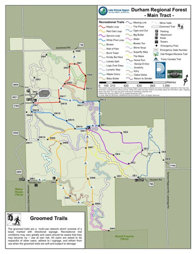 Lake Simcoe Region Conservation Authority Groomed Trails Durham Regional Forest - Main Tract digital map