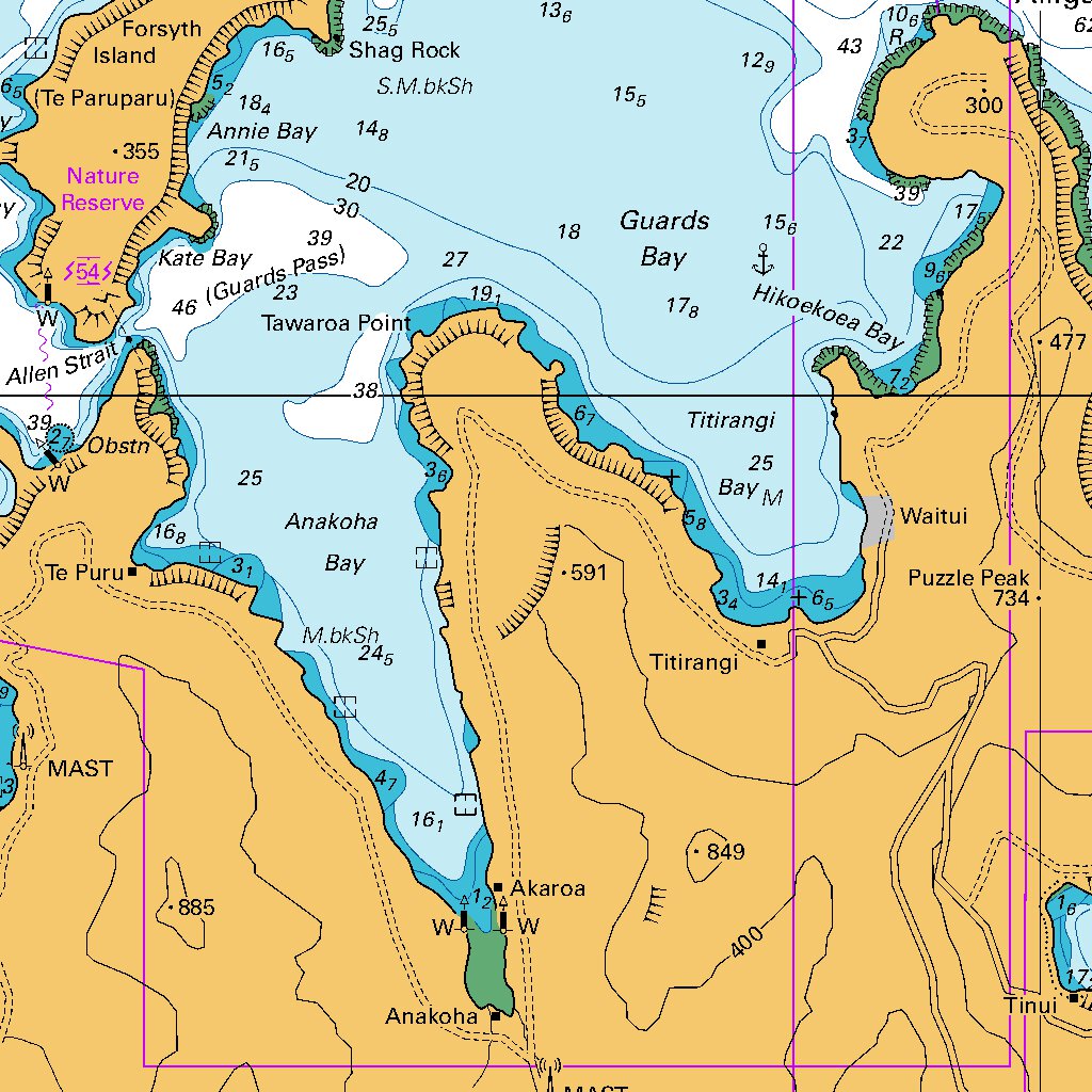 Digital Map of Marlborough Sounds by Land Information New Zealand