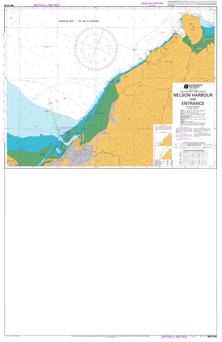 Nelson Harbour And Entrance Map by Land Information New Zealand ...