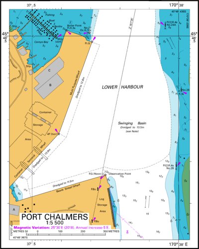 Land Information New Zealand Port Chalmers digital map