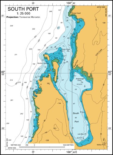 Land Information New Zealand South Port digital map