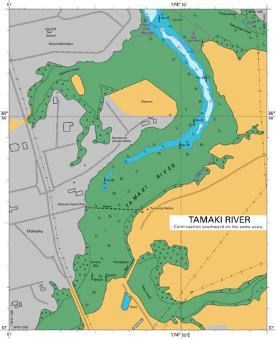 Land Information New Zealand Tamaki River Continuation Southward digital map
