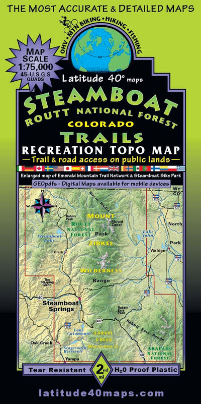 Latitude 40° maps Steamboat-Routt National Forest Trails Map 2nd Ed. bundle