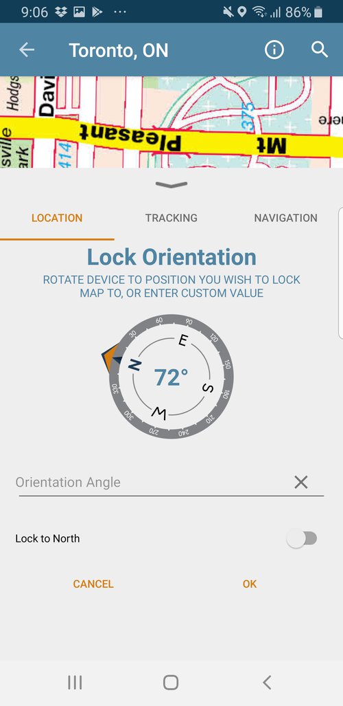 Locking orientation in the Avenza Maps App