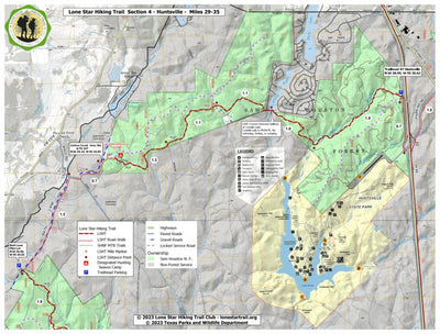 Lone Star Hiking Trail Club LSHT Map 04 Huntsville digital map