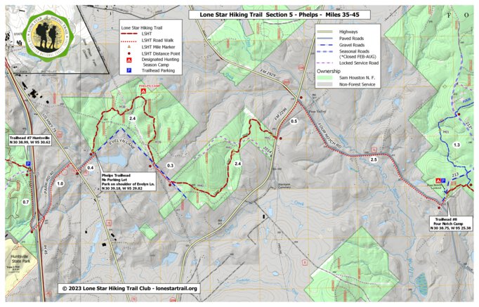 LSHT Map 05 Phelps by Lone Star Hiking Trail Club | Avenza Maps