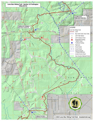 Lone Star Hiking Trail Club LSHT Map 10 Tarkington digital map