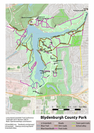 Long Island Greenbelt Trail Conference Blydenburgh County Park Trail Map digital map
