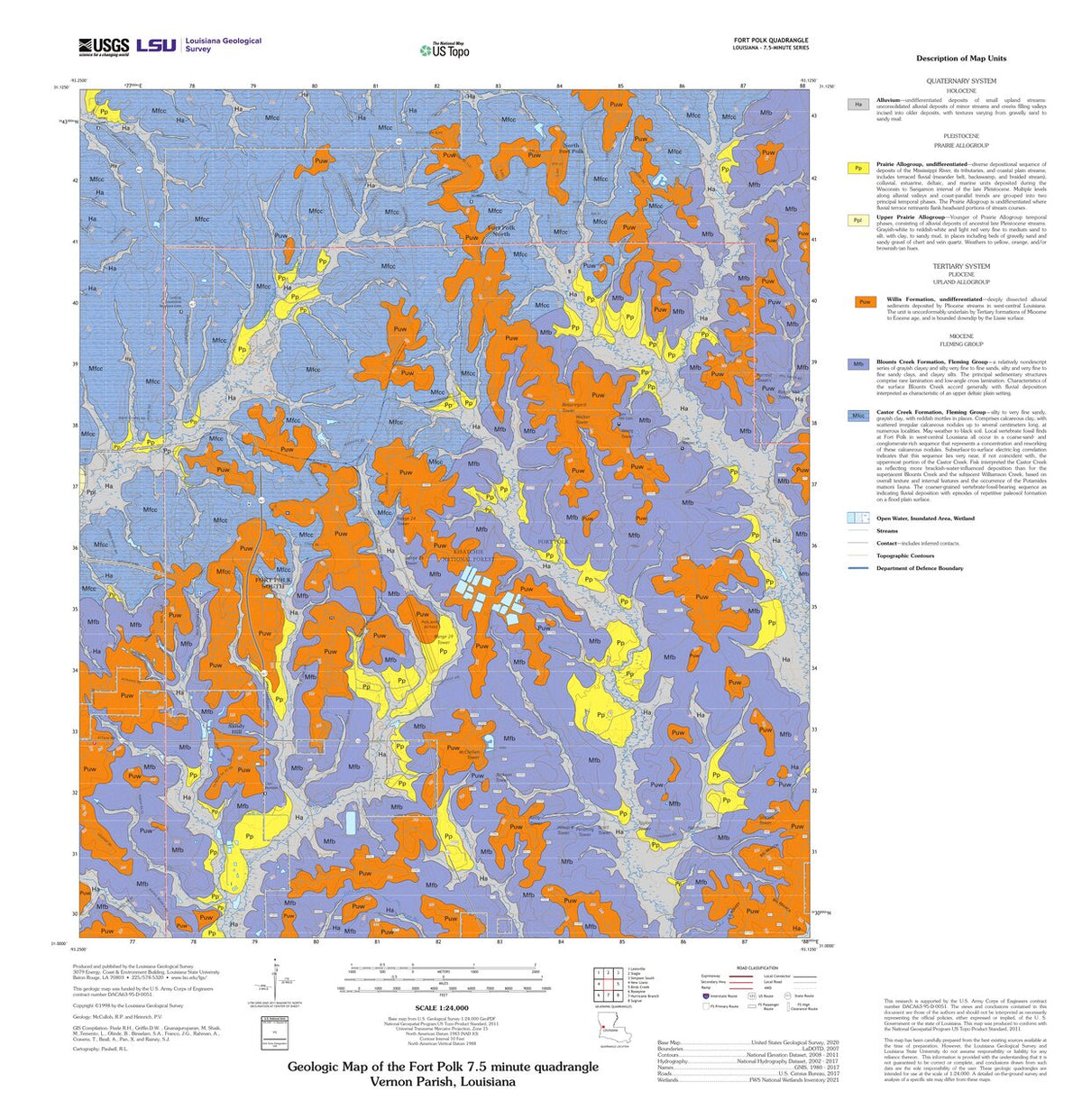 Fort Polk Surface Geology Map by Louisiana Geological Survey (LSU ...