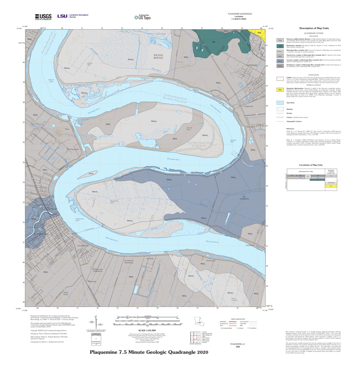 Plaquemine Surface Geology Map by Louisiana Geological Survey (LSU