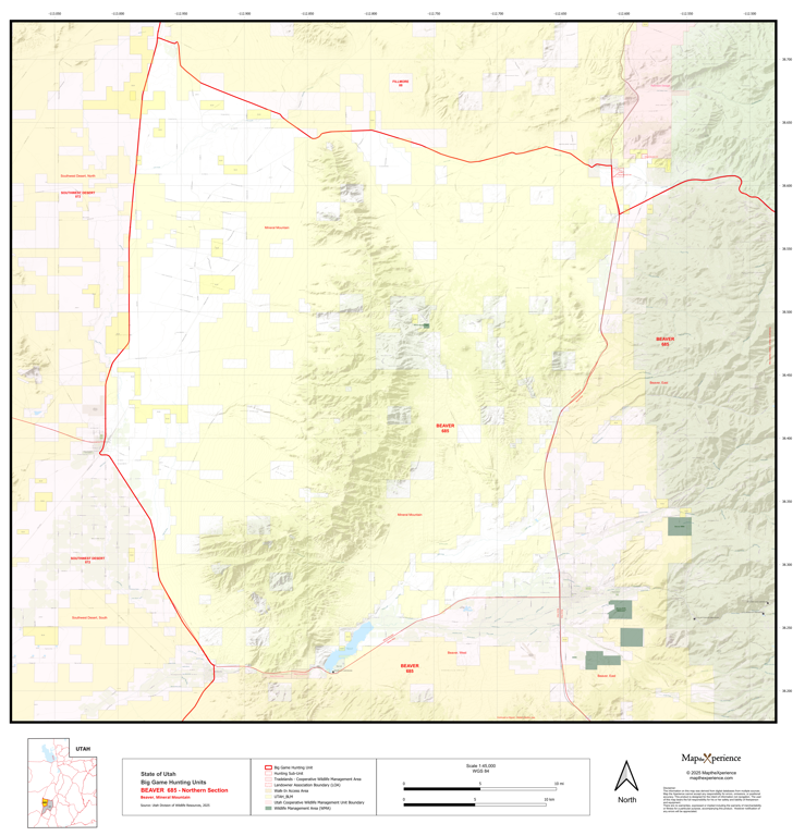 2025 Utah Hunt Map - Beaver Unit (North) by Map the Xperience | Avenza Maps