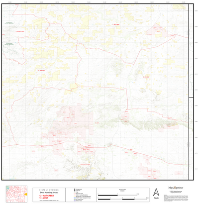 2025 Wyoming Deer Hunt Map – Deer Area 12 (Hat Creek) Preview 1