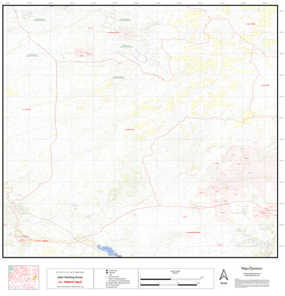 2025 Wyoming Deer Hunt Map – Deer Area 14 (Twenty Mile) Preview 1