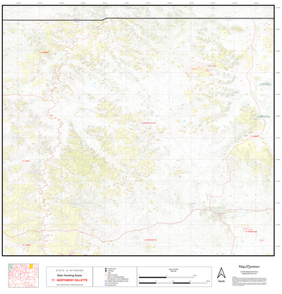 2025 Wyoming Deer Hunt Map – Deer Area 17 (Northwest Gillette) Preview 1