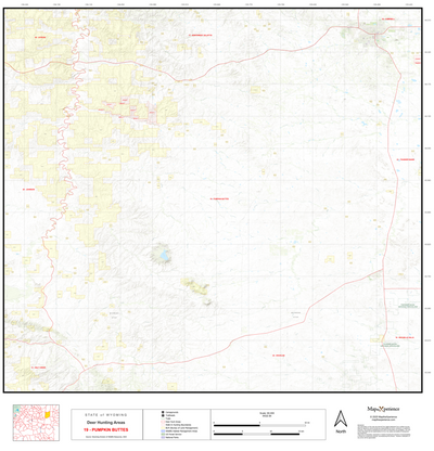 2025 Wyoming Deer Hunt Map – Deer Area 19 (Pumpkin Buttes) Preview 1