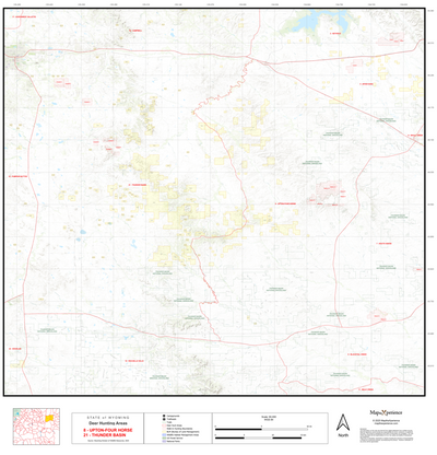 2025 Wyoming Deer Hunt Map – Deer Area 8 (Upton–Four Horse) Preview 1