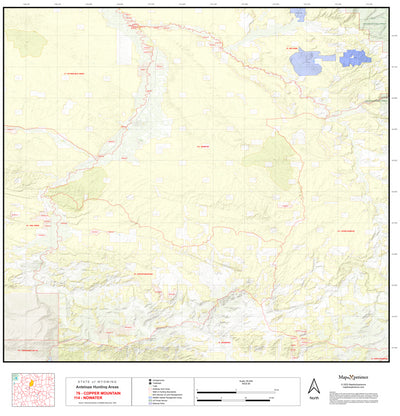 2025 Wyoming Hunt Map – Antelope Area 114 (Nowater) Preview 1